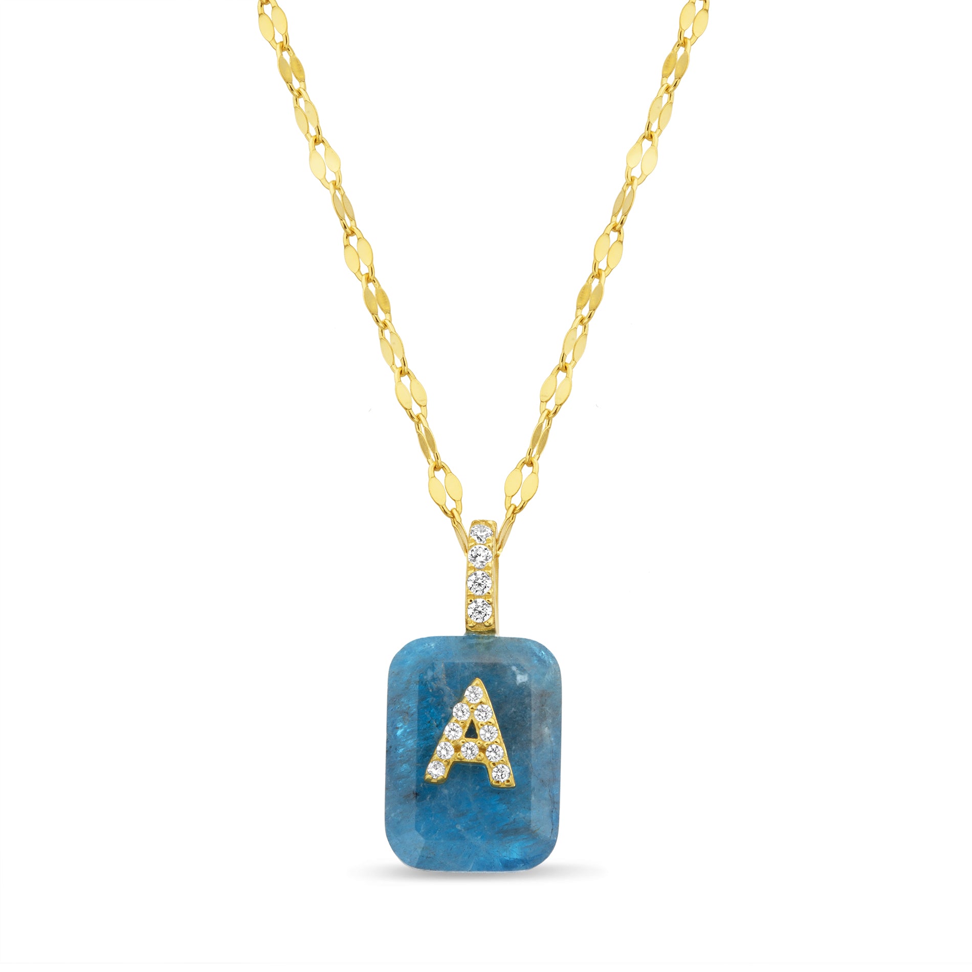 Gold and Apatite Initial Pendant